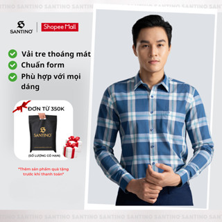 Áo Sơ Mi Dài Tay Nam SANTINO Kẻ Caro Cao Cấp Có Túi Ngực, Phom Ôm Công Sở Sang Trọng, Lịch Lãm 676