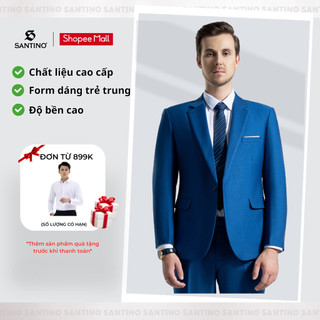 Bộ Vest Nam Cao Cấp Công Sở Hàn Quốc Santino, Chất Liệu Cao Cấp Màu Xanh X354