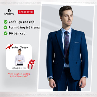 Bộ Vest Nam Cao Cấp Công Sở Hàn Quốc Santino, Chất Liệu Cao Cấp Màu Xanh Than X358