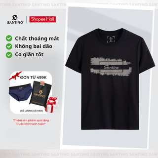 Áo Thun Nam Cổ Tròn In Trước Ngực Santino, Chất Cotton Co Giãn, Không Bai Dão Phom Slim Fit Thoải Mái, Trẻ Trung B208