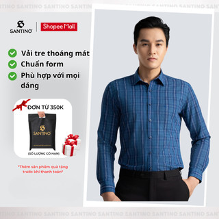 Áo Sơ Mi Nam Dài Tay SANTINO Kẻ Caro Cao Cấp, Chất Liệu Sợi Tre Phom Slim Fit Chuẩn Công Sở, Lịch Lãm 680