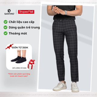 Quần Tây Kẻ Caro Nam  Santino Cao Cấp, Màu Đen, Form Chuẩn Công Sở Trẻ Trung, Không Xù, Bai Dão C003