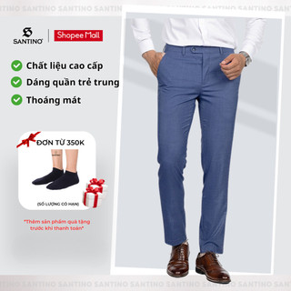 Quần tây công sở nam SANTINO cao cấp, màu xanh biển,  form công sở trẻ trung, thoải mái C012