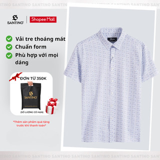 Áo Sơ Mi Nam Ngắn Tay Hoạ Tiết Santino Chất Liệu Sợi Tre, Phom Slim Fit Ôm Nhẹ, Co Giãn Tốt, Trẻ Trung Công Sở S660