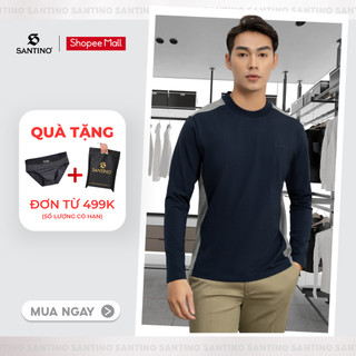 Áo Thun Dài Tay Thu Đông Nam Cotton Cao Cấp Thông Thoáng, Co Giãn Giữ Ấm Thoải Mái Santino P897