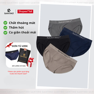 Quần Lót Nam Tam Giác Combo 4 Santino Kháng Khuẩn Siêu Co Giãn Thông Thoáng S931