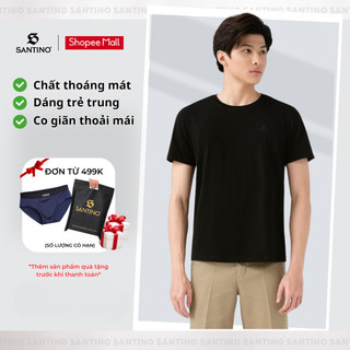 Áo Thun Nam Cổ Tròn Basic SANTINO Vải Cotton, Co Giãn Mềm Mại, Slim Fit Trẻ Trung, Năng Động E801