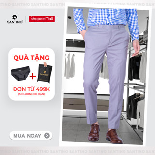 Quần Tây công sở Sợi Tre SANTINO cao cấp, màu ghi form ôm nhẹ, thoáng mát chống nhăn, kháng khuẩn và tia UV - Q065