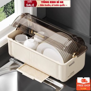 Tủ Đựng Chén Dĩa Ráo Nước Chống Bụi Có Nắp Đậy Cho Nhà Bếp, Hộp Khay Úp Chén Đĩa Siêu Lớn