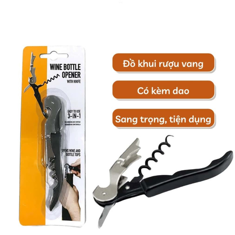 Dụng Cụ, Thiết Bị, Đồ Khui Nắp Chai Sampanh Đa Năng 3in1 Chất Liệu Thép Không Gỉ Nhỏ Gọn Dễ Dàng Sử Dụng