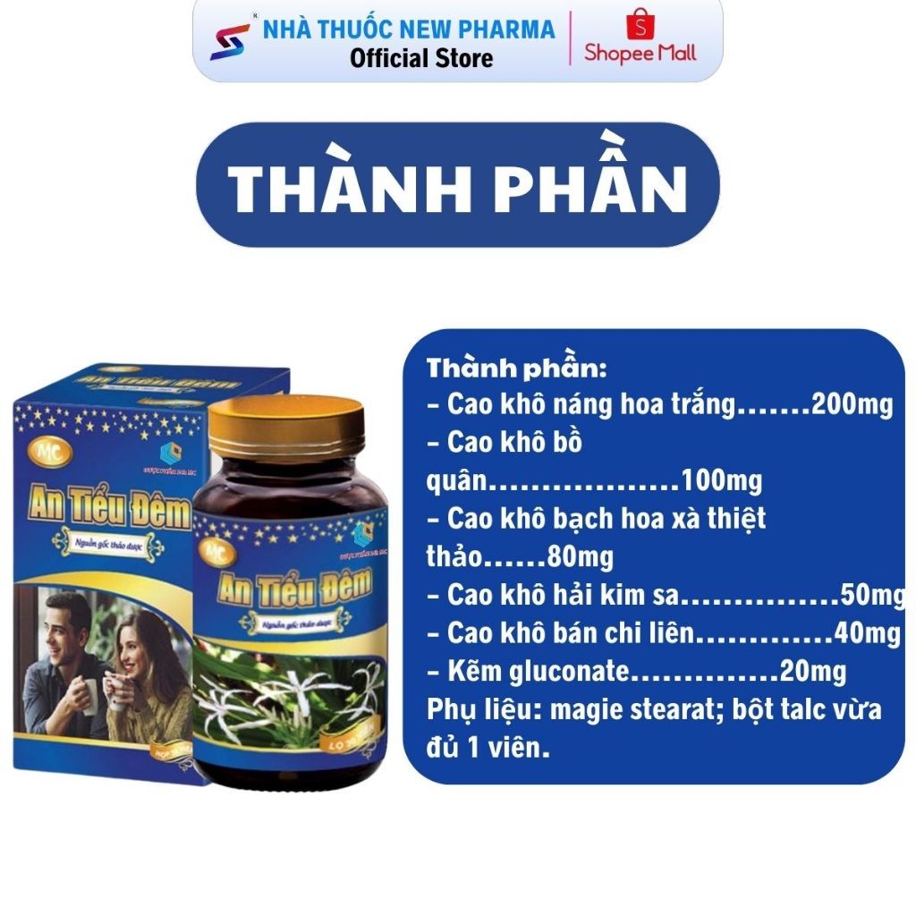 Viên Uống An Tiểu Đêm Giảm U Phì Đại Tuyến Tiền Liệt, Giảm Tiểu Đêm, Tiểu Nhiều Lần - Hộp 30 Viên