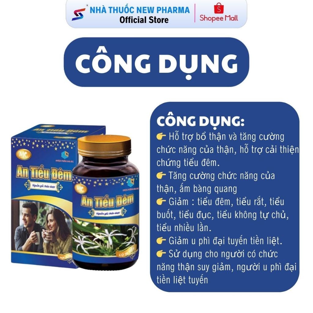 Viên Uống An Tiểu Đêm Giảm U Phì Đại Tuyến Tiền Liệt, Giảm Tiểu Đêm, Tiểu Nhiều Lần - Hộp 30 Viên