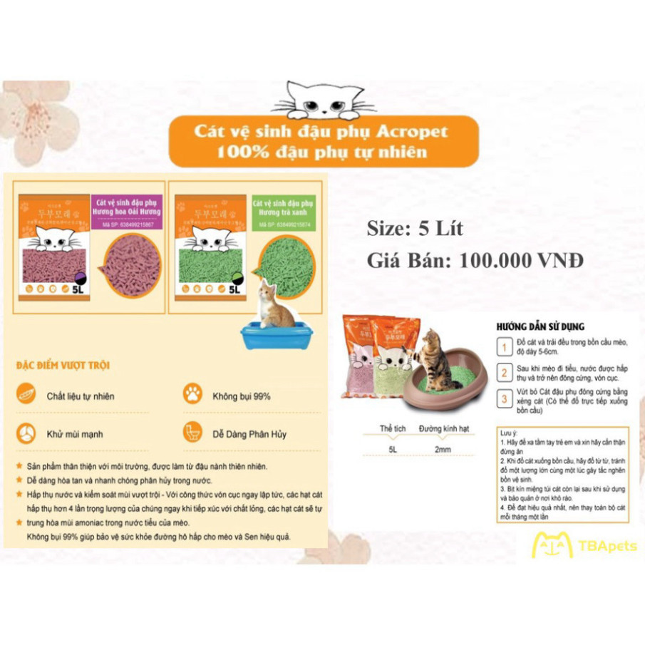 Cát vệ sinh mèo đậu nành ACROPET 5lít