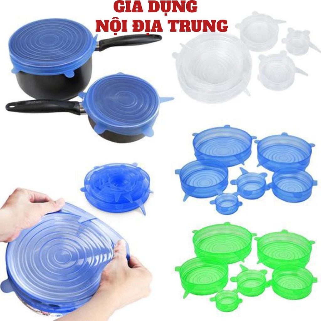 Combo 6 nắp đậy thực phẩm chất liệu silicon cho nhà bếp