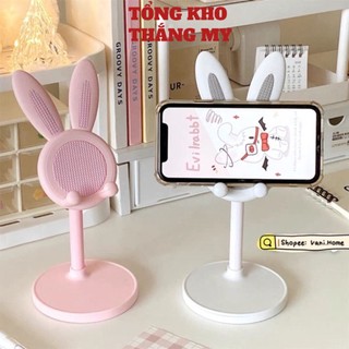 Giá đỡ điện thoại hình tai thỏ dễ thương tone màu Pastel tiện dụng điều chỉnh cao thấp, đế chống trượt