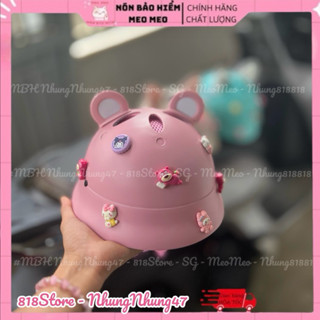 Mũ bảo hiểm trẻ em bo tròn kiểu dáng nón cối Size 2-10 tuổi, xốp ép nhiệt cao cấp - Tặng kèm chamr Tai mèo tai gấu cute