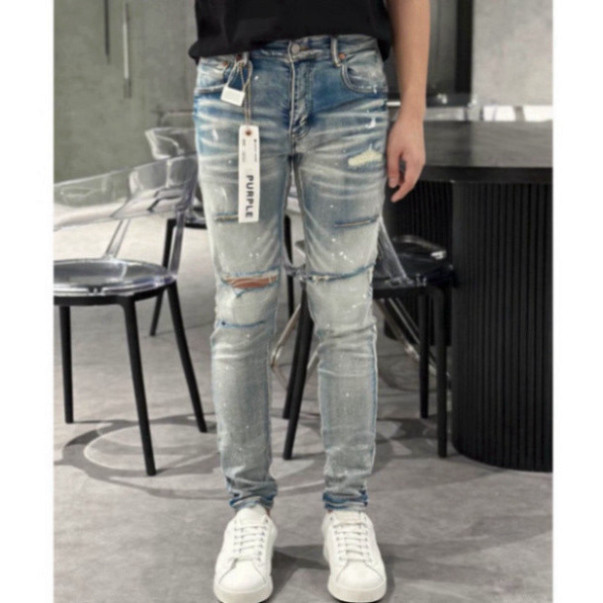 ⚡️HÀNG CAO CẤP⚡️ Quần Jean Nam Purple Retro Xanh Rách Gối 4 Cúc Tem Lụa Trước Sau Bản Đẹp Hot Nhất Năm 2024