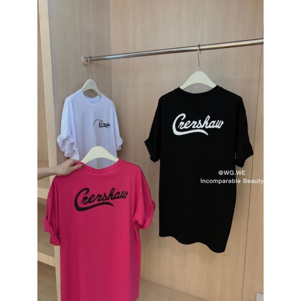 Áo thun Ngắn tay dáng rộng in chữ Crershaw nam nữ mới nhất, chất cotton su UT