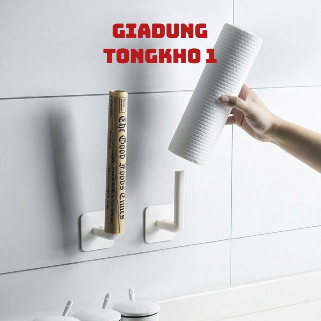 (Bán Buôn Sỉ) Móc Treo Khăn Giấy Dán Tường Đa Năng T2