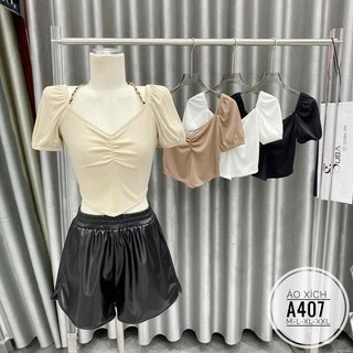 [ CHUBBY BIGSIZE ] ÁO CỔ V PHỐI XÍCH BIGSIZE