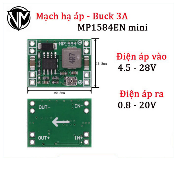 Mạch nguồn hạ áp Buck MP1584EN Mini, kích thước nhỏ, hiệu suất cao
