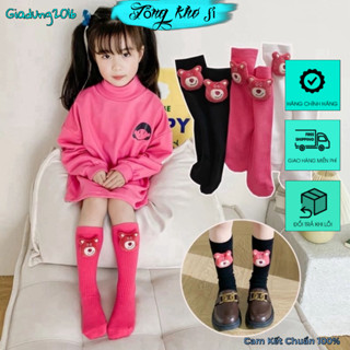  Tất Cổ Cao Gấu Dâu Cho Bé🌏FREE SHIP🌎Vớ Cotton Dài Đến Đầu Gối In Hình Gấu  3D  1-10 tuổi  