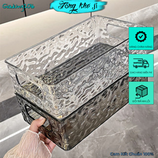 Khay nhựa đựng đồ đa năng trong suốt có tay cầm không nắp tiện lợi hộp đựng tủ lạnh nhà bếp mỹ phẩm nhà tắm (Tuyển Sỉ)