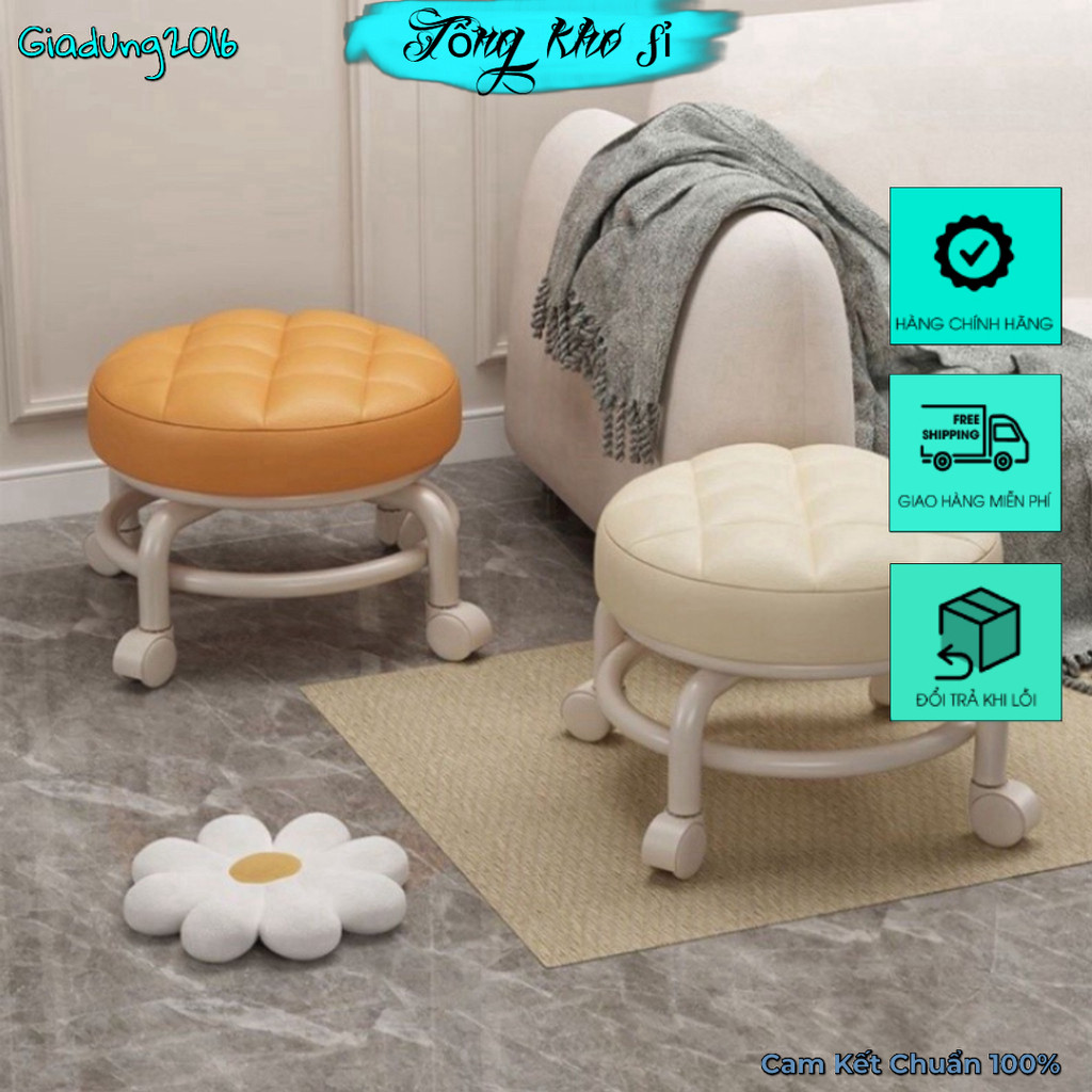 Ghế Tròn Xoay Bệt Có Bánh Xe Di Chuyển Siêu Xinh Siêu Êm🌏FREE SHIP🌎Ghế ngồi nhà tắm, ghế đệm thấp cự