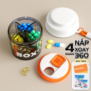  Hộp chia thuốc mini LD 4 ngăn chống ẩm nắp xoay 360 có tay cầm sang trọng thiết kế nhỏ gọn dễ dàng mang theo 