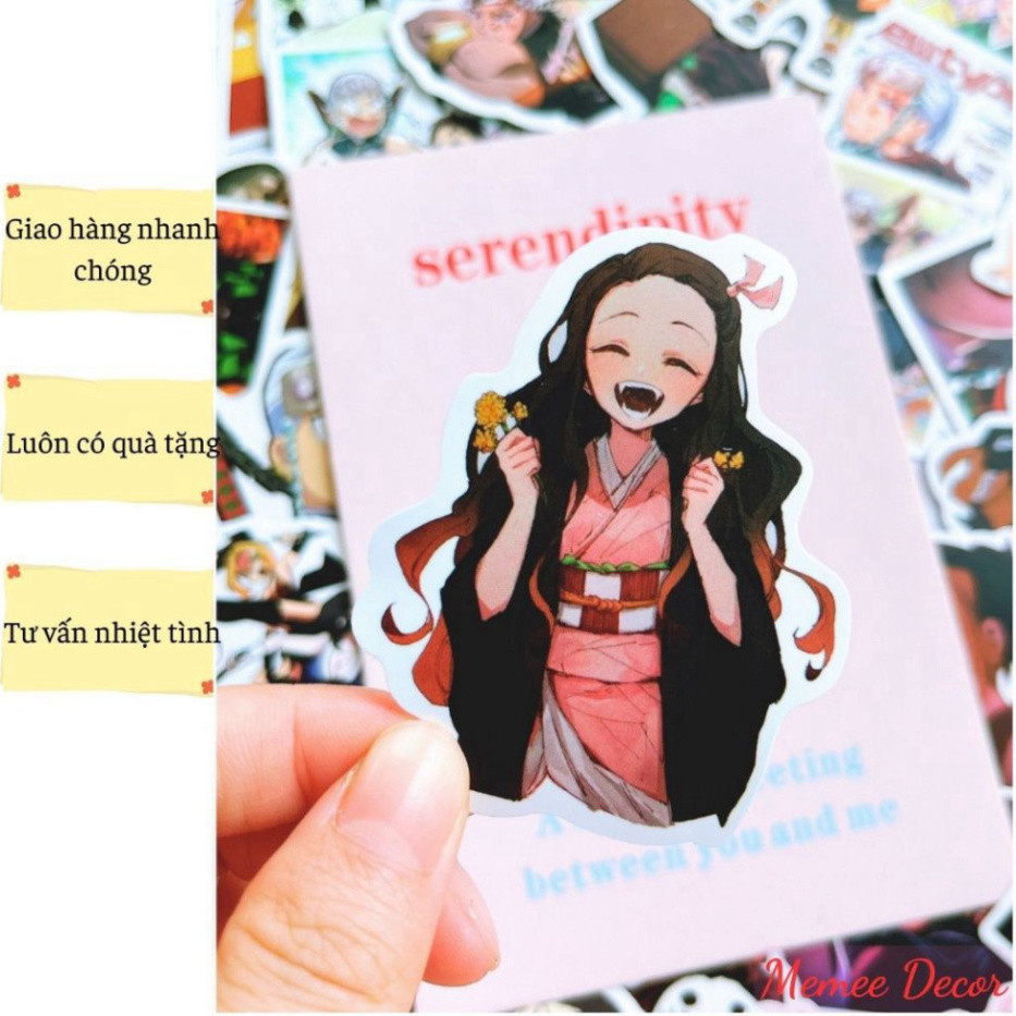 Set 50 Sticker Anime Kimetsu no Yaiba Demon Slayer trang trí decor
