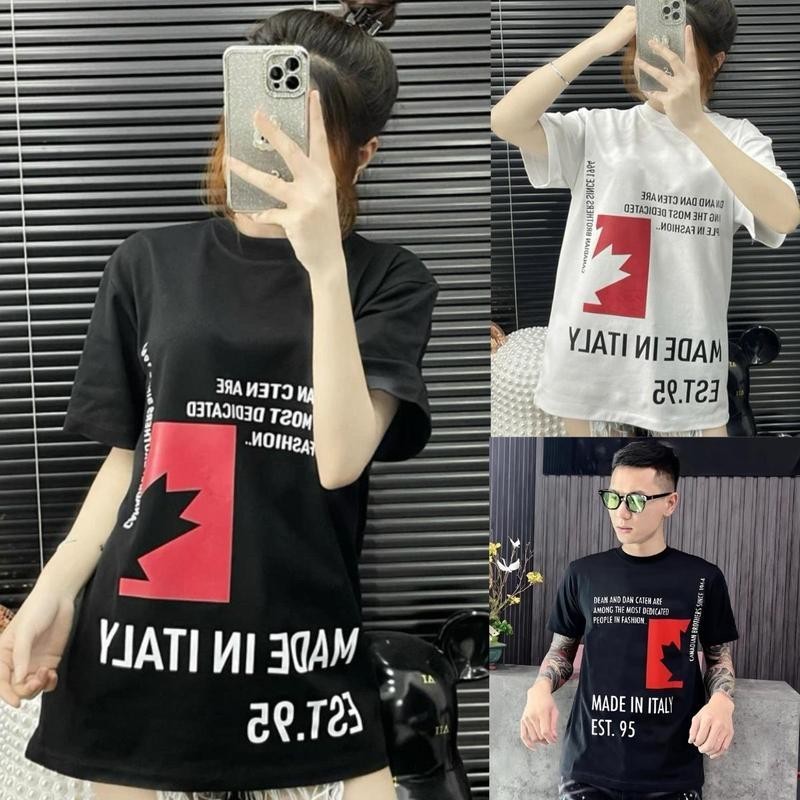 Áo Phông Dis Que Boy Phố Lá Phong Đỏ Phong Cách Đường Phố From Rộng Cổ Tròn Boy Phố