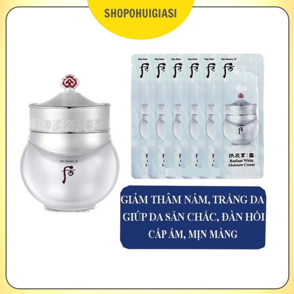 Combo Gói kem Whoo trắng dưỡng trắng da, mờ nám và chống lão hóa - Whoo Radiant White Moisture Cream.