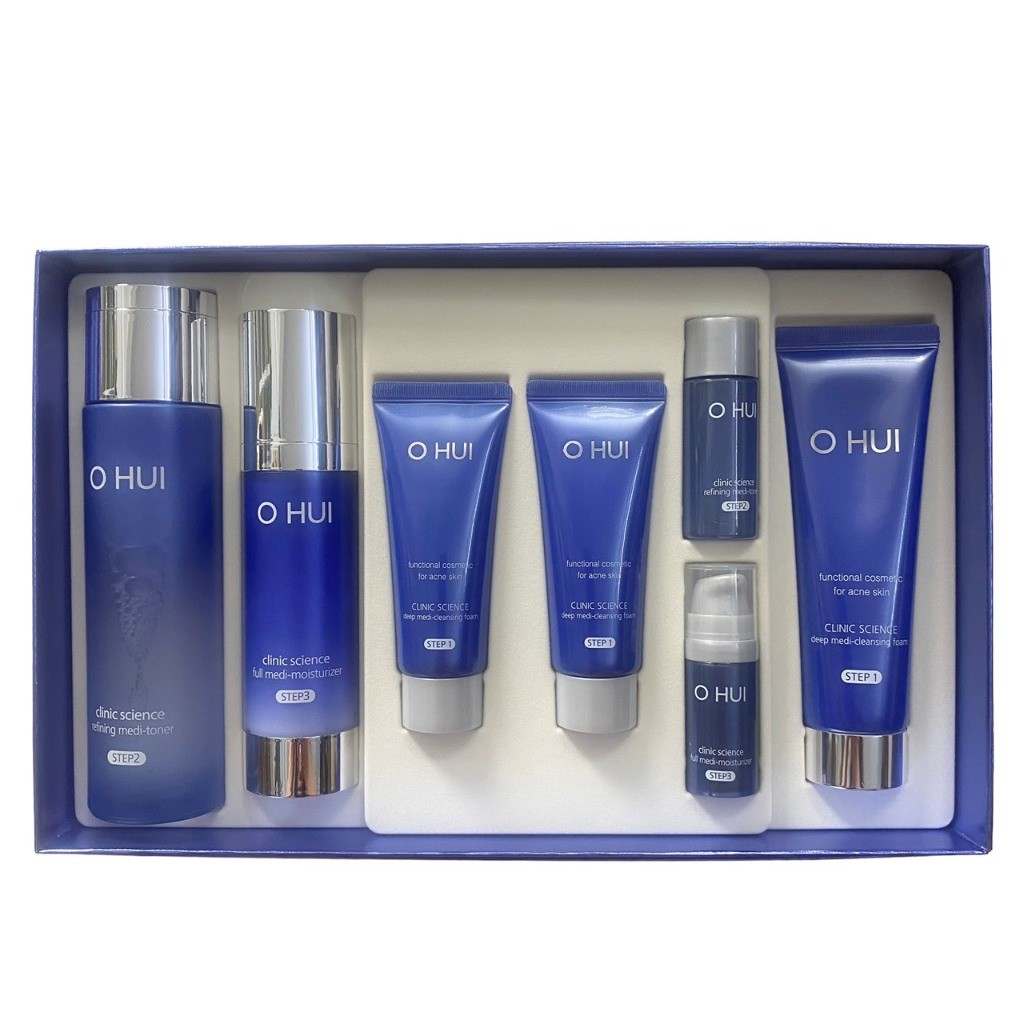 Bộ Ohui xanh dưỡng da kiềm dầu giảm mụn hiệu quả - Ohui xanh Clinic Science Special Set 7 sản phẩm