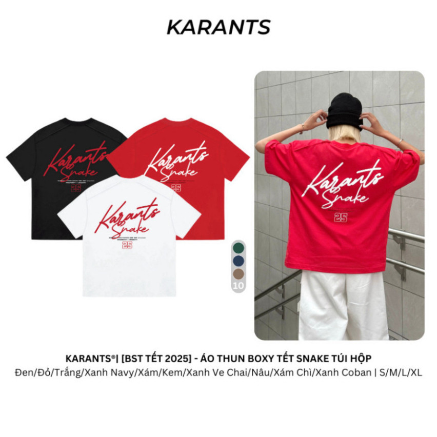 [BST Tết Karants 2025] - Áo Thun Boxy Tết Snake Túi Hộp Local Brand Karants - KR185