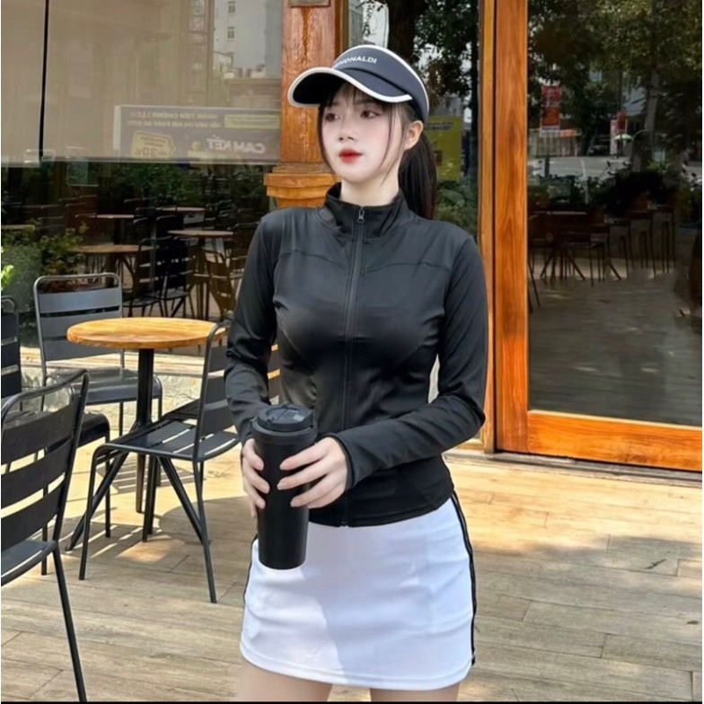 Áo khoác nữ tập gym áo chống lóa áo gym yoga aerobic nữ , chạy  shuffle dance , pickleball jocger chất đẹp dày dặn 1