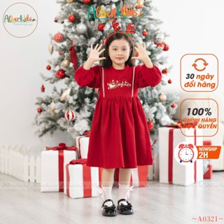 Váy bé gái NOEL thêu họa tiết tuần lộc ALBERKIDS công chúa xinh đẹp cho trẻ em 2,3,4,5,6,7,8,9,10,11,12 tuổi A0321