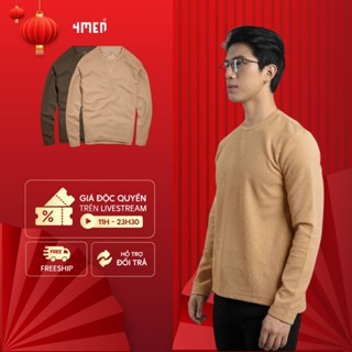 Áo thun dài tay nam 4MEN AT061 form sweater suông, xẻ lai trẻ trung, chất len tổ ong đẹp, dày dặn