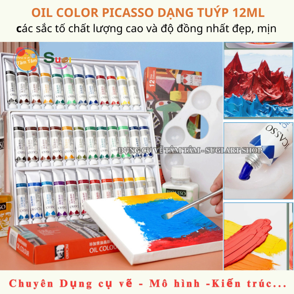 Màu Dầu Phoenix Picasso 12/24 Màu – 12ml – Vẽ Canvas - Sugi Art Shop