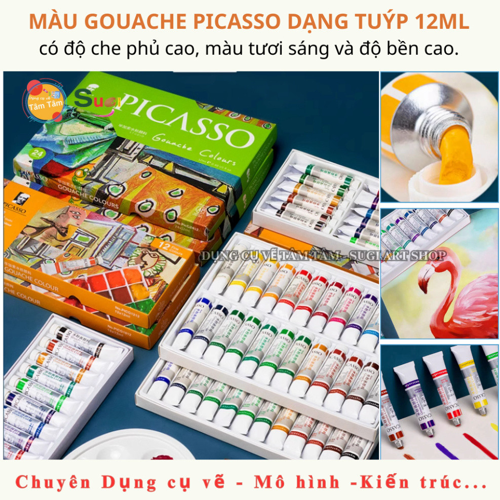 Màu Gouache Picasso Phoenix – Bộ 12/18/24 Màu – 12ml – Sugi Art Shop