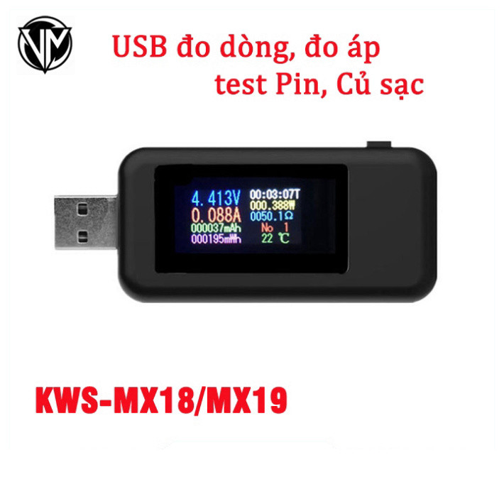 USB Đo Dòng - Đo Áp ,Test pin sạc, Củ Sạc, Dung Lượng Pin KWS-MX18 KWS-MX19
