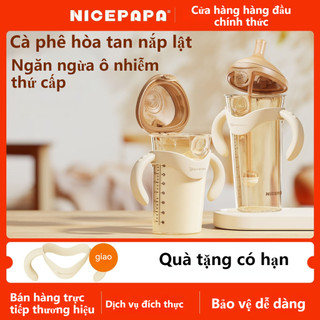 Bình Sữa Bố Sữa Nicepapa Bình Sữa Ống Hút Nắp Lật ppsu Bình Sữa Tích Hợp