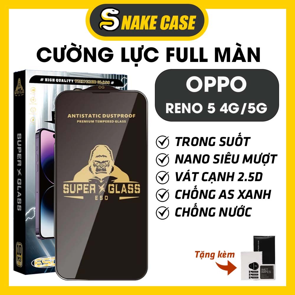 Kính cường lực Oppo Reno5 / Reno 5 bảo vệ full màn,miếng dán màn hình