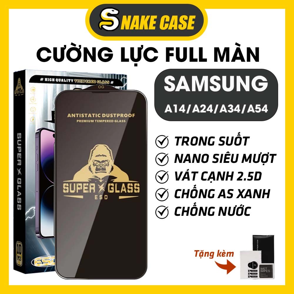 Kính cường lực Samsung A14 4G / A24 / A34 5G / A54 5G bảo vệ full màn,miếng dán màn hình