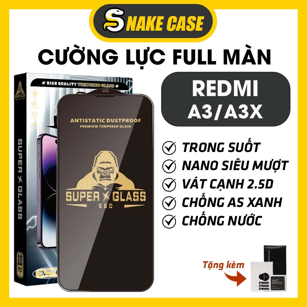 Kính cường lực Xiaomi Redmi A3 / A3x bảo vệ full màn,miếng dán màn hình