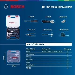 Bộ dụng cụ đa năng Bosch 12 món