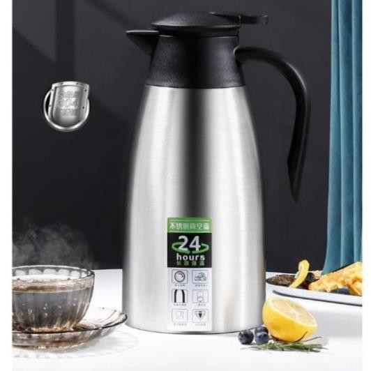 Bình ủ inox 304 dung tích 2 lít giữ nhiệt 24h, bình giữ nhiệt cỡ lớn, phích giữ nhiệt, ấm pha trà 2 