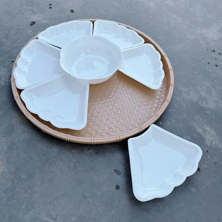  Bộ Bát Đĩa 6 Cánh Hoa Mặt Trời Kèm Khay Mây Nhựa Siêu Đẹp 2 Size Bộ Bát Hoa Mặt Trời Cúng Gia Tiên 