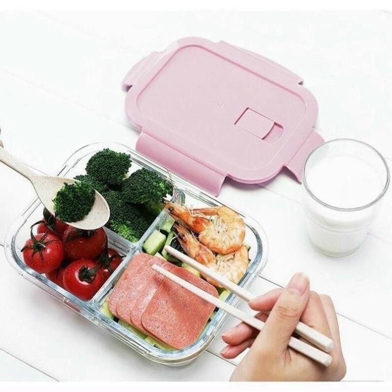 Hộp thủy tinh đựng thực phẩm chia 3 ngăn dung tích 1040ml