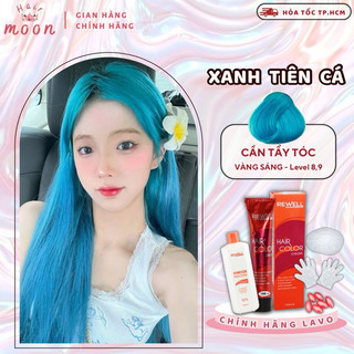  Thuốc nhuộm tóc Lavox màu XANH RÊU NGỌC TIÊN CÁ Thuốc nhuộm tóc Rewell Moon Hair chính hãng an toàn 