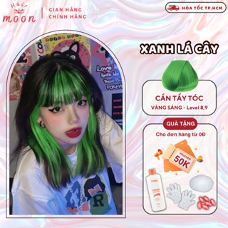 Thuốc nhuộm tóc Lavox màu XANH LÁ CÂY, cần bột tẩy tóc sáng Moon Hairs, chính hãng Collagen bóng tóc